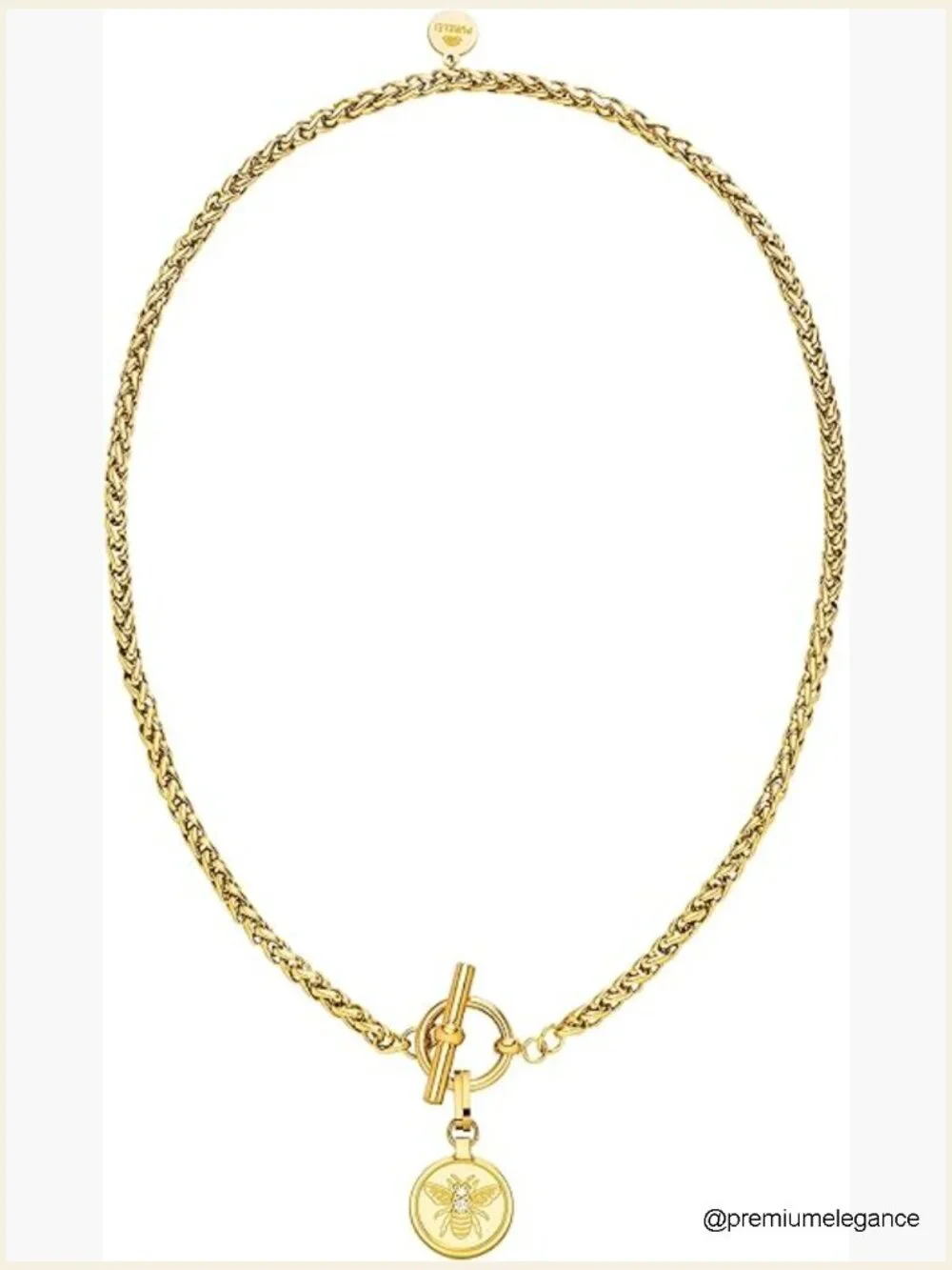 18K Gold Stainless Steel Bee Pendant 17in Necklace
